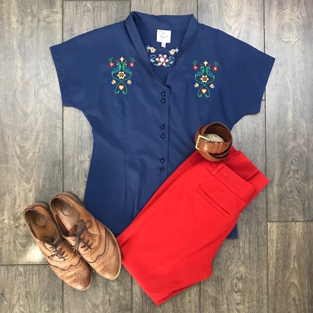 Scandinavian {ModCloth} Blouse with Birds S